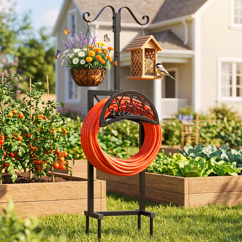 heavy duty metal garden hose holder freestanding outdoor