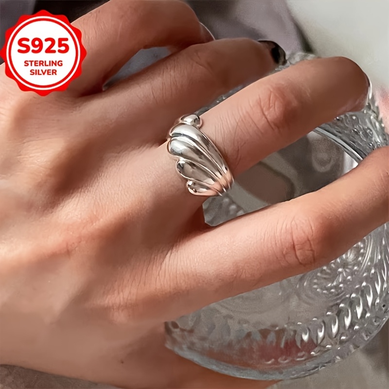 925 Sterling Silver Wave Open Ring - Hypoallergenic Fashionable Layered Design