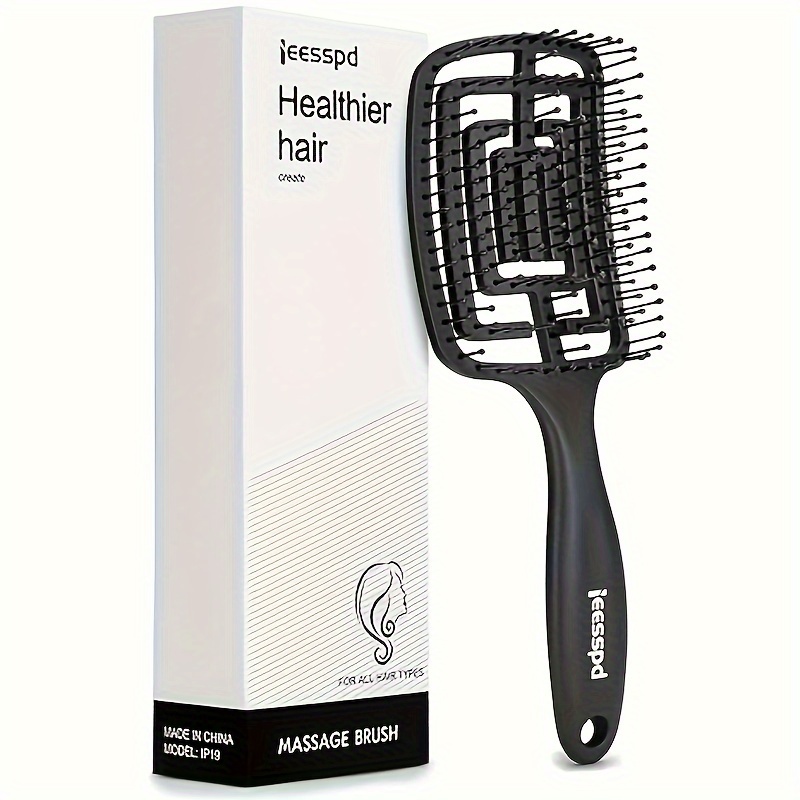 

Hair Brush, Styling Brush With Nylon Bristles, Women's Curved Breathable Styling Brush, Paddle Styling Brush For Wet, Dry, Curly And Coarse Straight Hair (black)