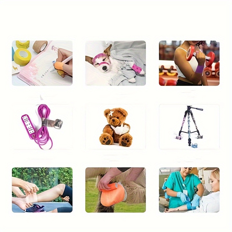 6 Rolls of Elastic Self-Adhesive Bandages - Assorted Colors for Dogs & Humans, Non-Woven Material, Ideal for Fingers, Wrists, Waists, Knees, Toes, Pet Care Essentials|Versatile Bandages|Reusable Adhesive