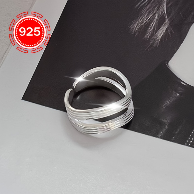 925 Silver Hypoallergenic Ring Double Layer Wave Ring for Women