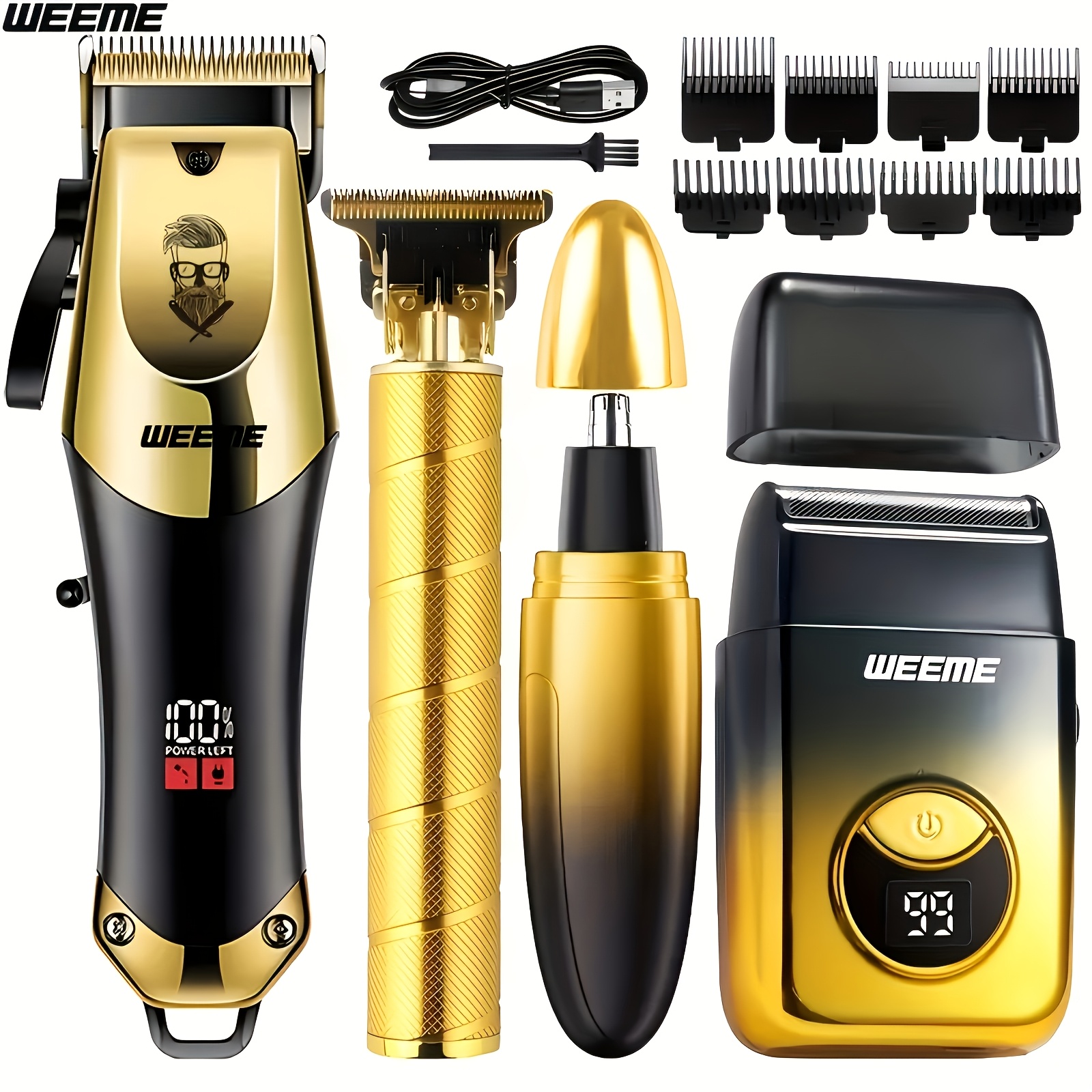 4pcs/2pcs Holiday Gift Box Hair Clippers for Men Professional, T-Blade Barber Clippers And Trimmer Set, Cordless Hair Clipper Kit with Foil Shaver And Nose Trimmer, Luxury Gift Set for Him