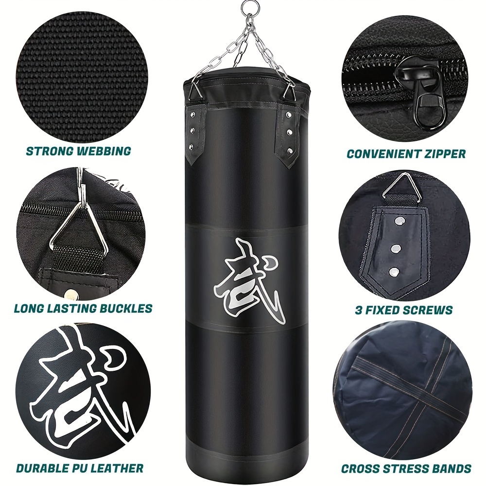 Sacco Da Boxe Appeso 120cm JUOIFIP - Set Completo Con Guanti, Palla Reazione E Ganci Per MMA - Foto 6