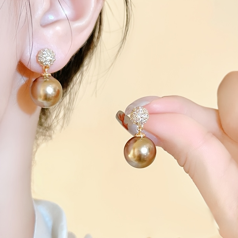 TEMU Nuevos Elegantes Pendientes Colgantes de de Perlas para Mujer, Diseño de Lujo Exquisito, Joyería de Color Dorado, Regalo