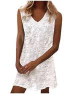 womens elegant floral embroidery sleeveless dress with lined spring summer v neck lightweight fabric casual attire floral pattern dress vneckline dress
