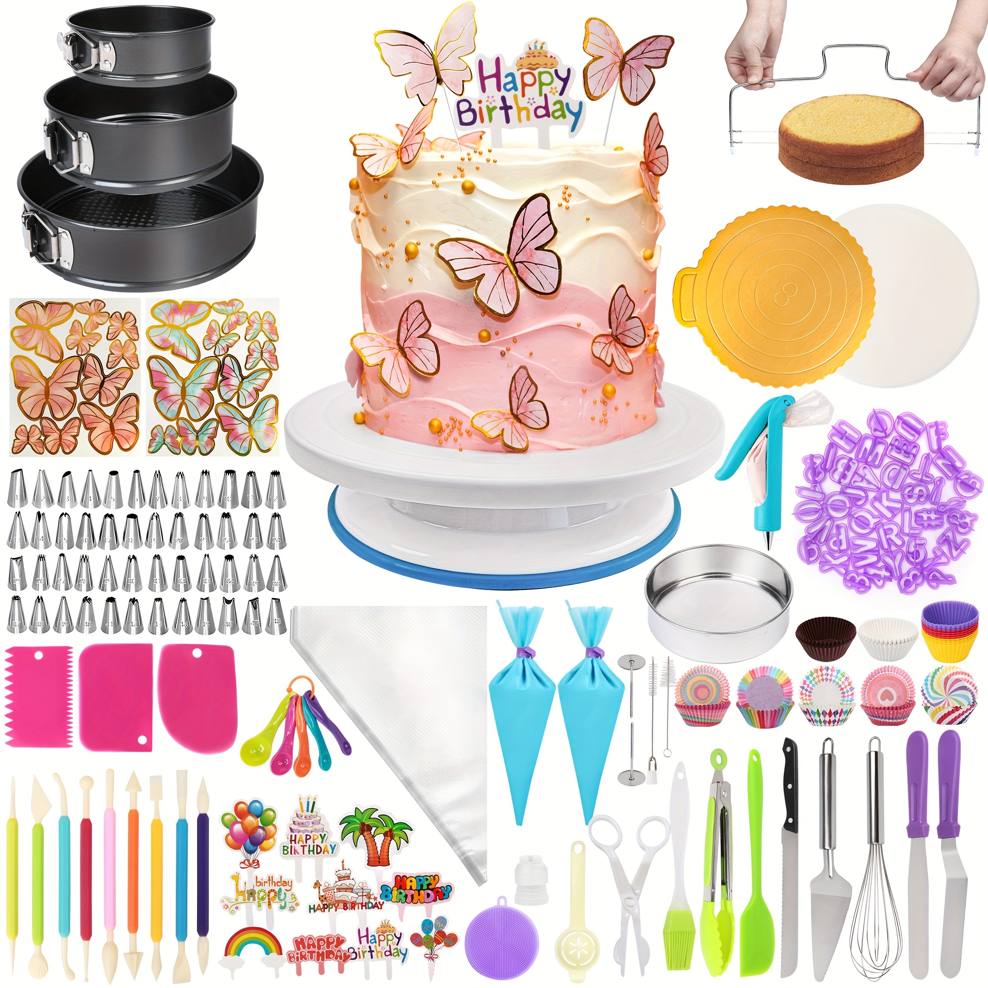 469pcs Cake Decorating Set - Professional Quality With Rotating Turntable, , Reusable Piping Bags