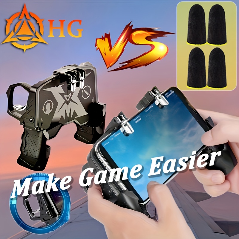E-shop HG K21 Mobile Game Controller, Handy Gamepad kompatibel mit , Vier-Finger-Schützentrigger, Gaming Fire Button, Schießspiele-Konsole, Smartphone
