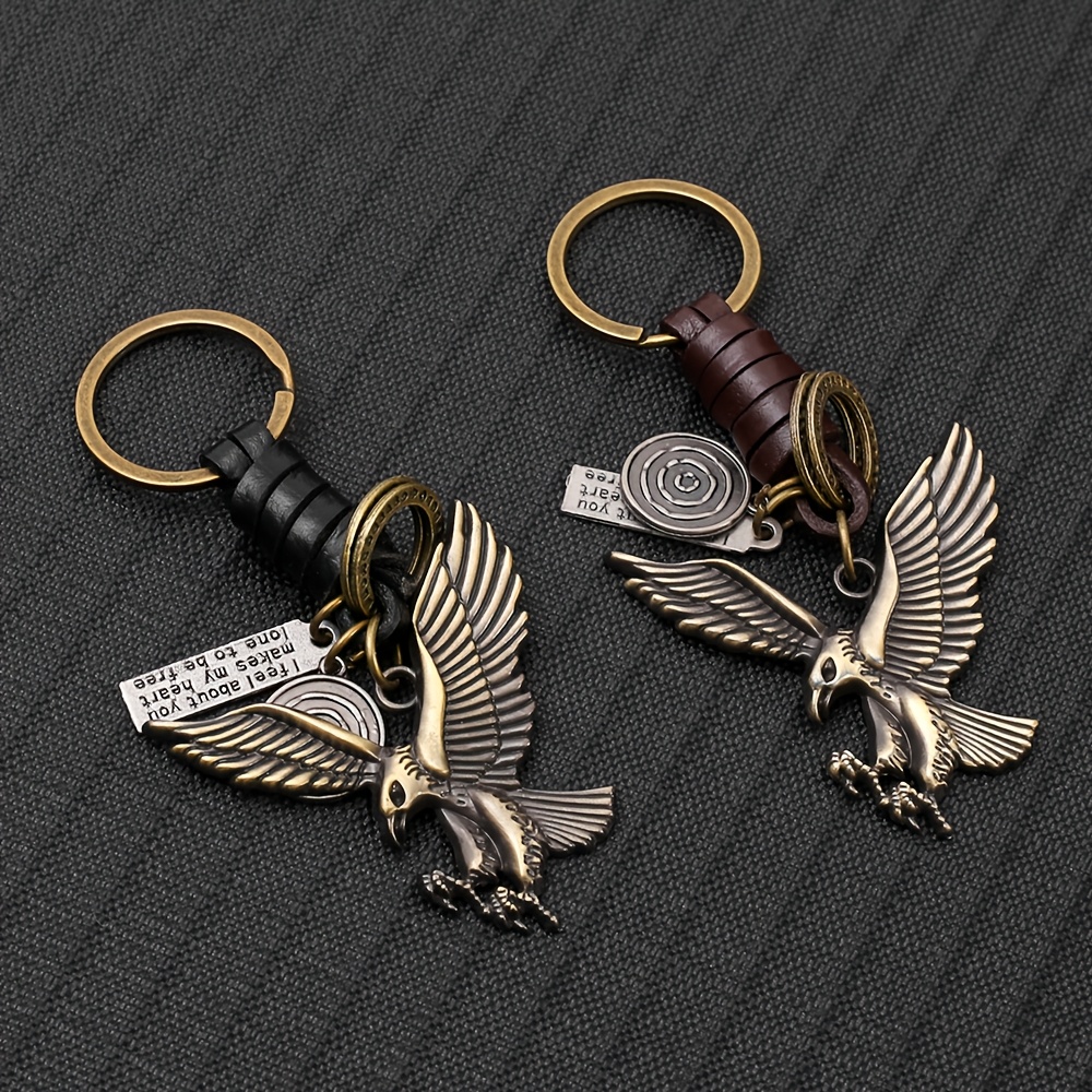 item picture simple hand woven vintage cowhide keychain trendy   pendant car hanging ornament creative small gift