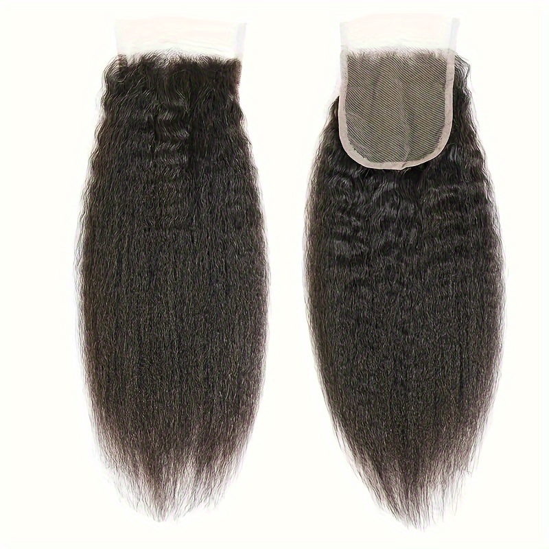 

Brazilian Virgin Kinky Straight Human Hair 4x4 Lace Closure 10-20 Inch 4x4 Free Part Lace Closure Yaki Straight Closure Natural Color