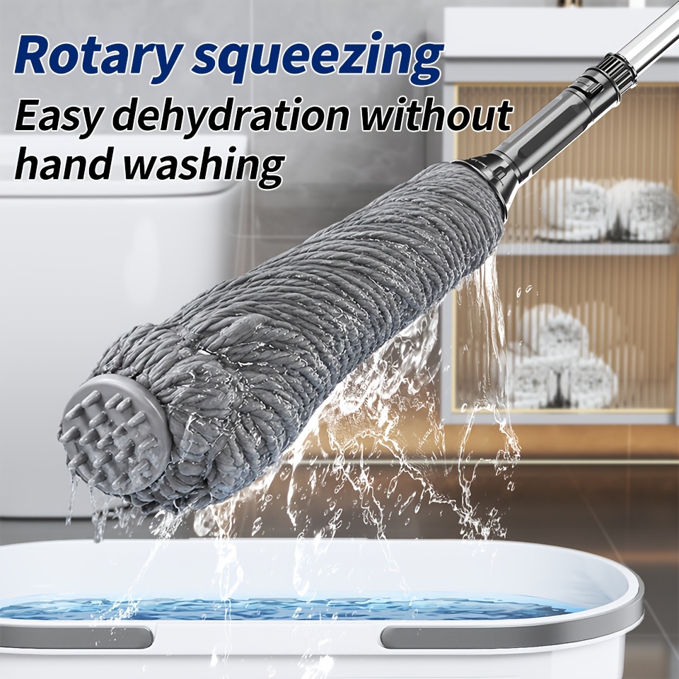 TEMU [meierya] Hand-free Wringing Mop, 2-in-1 Self-wringing Mop With Handle, Dry And Wet Floor Cleaning, Rotational Mop Without Handwashing, Easy