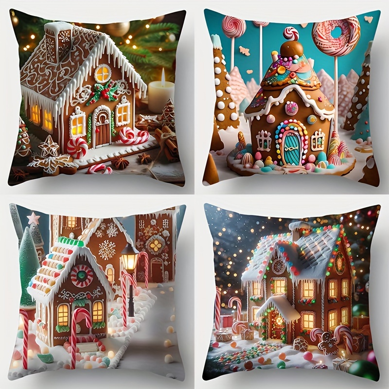 

4pcs, Throw Pillow Cover, Home Pillow Cover, Waist Rest Cover, 17.7*17.7inch Crutch Sugar Christmas Pillowcase, Pillow Cushion Cover, Suitable For Home Sofa Decoration, Room Bedroom, No Pillow Insert