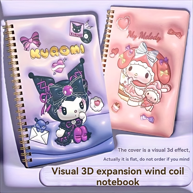 

Sanrio 3d Pop-up Coil Notebook - Cute & Portable, Featuring Hello Kitty, Kuromi, My Melody, And Cinnamoroll Designs - Ideal For Students And Stationery Enthusiasts
