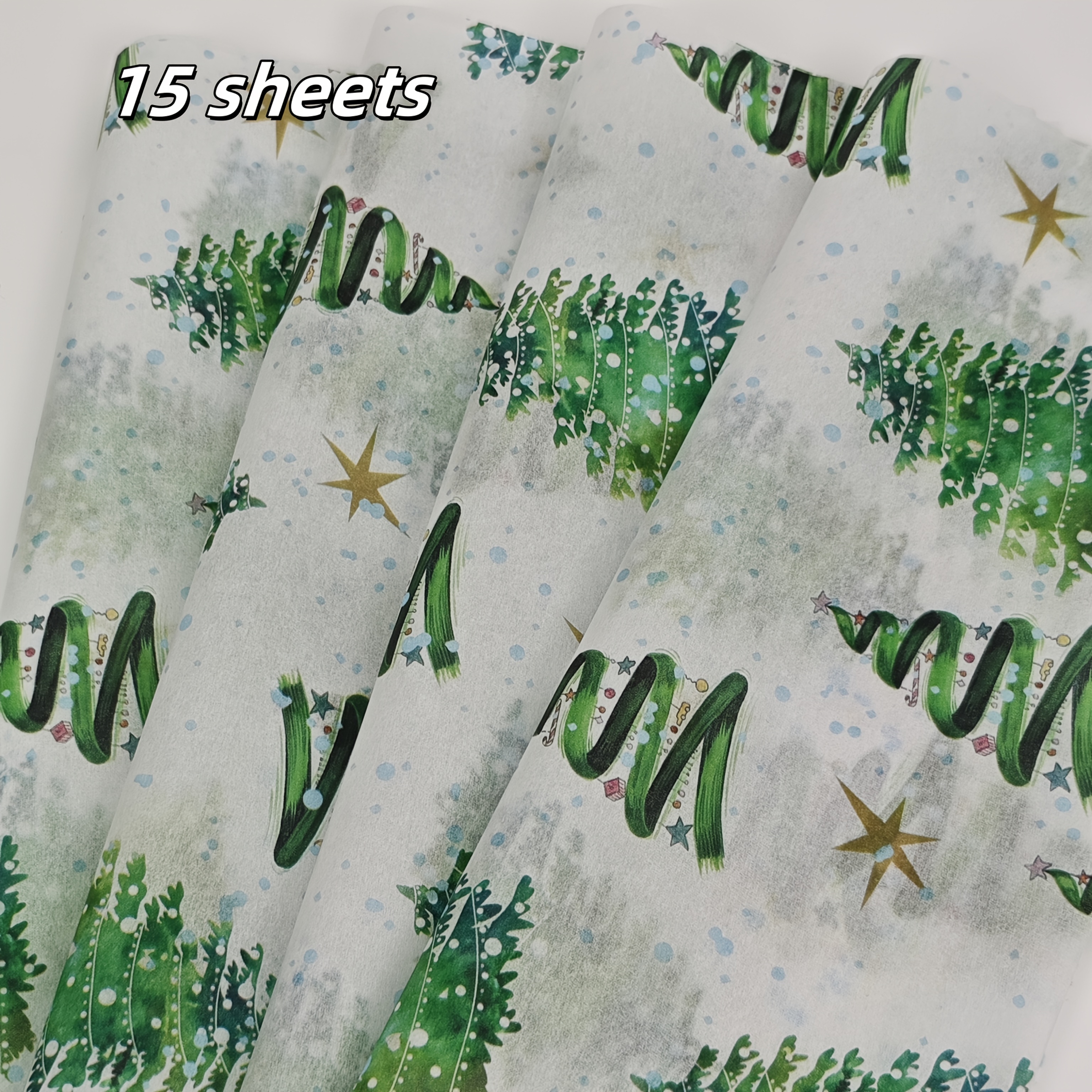 TEMU 15/40 Sheets, Thin Paper With Colorful Lights And Christmas Tree Patterns, 50cm X 35cm Gift Wrapping Paper, Suitable For Weddings, Christmas