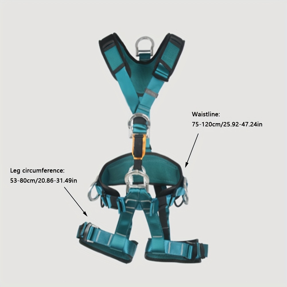 1pc, one-piece safety belt, suitable for waist circumference 70-120cm and leg circumference 53-80cm, aluminum alloy lock ring, polyester material with body, high-altitude work safety belt, outdoor five-point full-body safety belt, speed descent insurance belt, mountaineering equipment set
