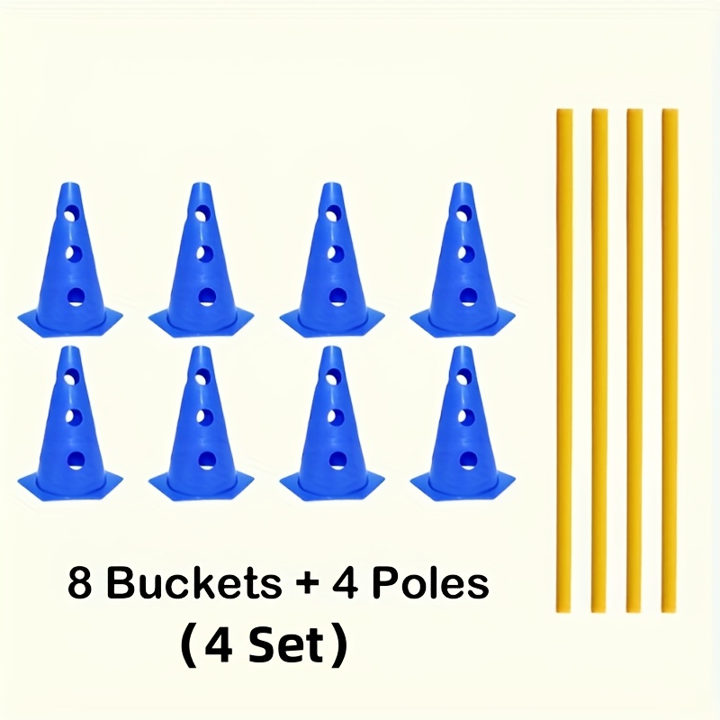 E-shop 1/2/3/4er-Pack Verstellbares Agility Training Set mit Webstangen - Tragbare Fußball Speed Hürden & Hunde Hindernisparcours Kit für den Garten,