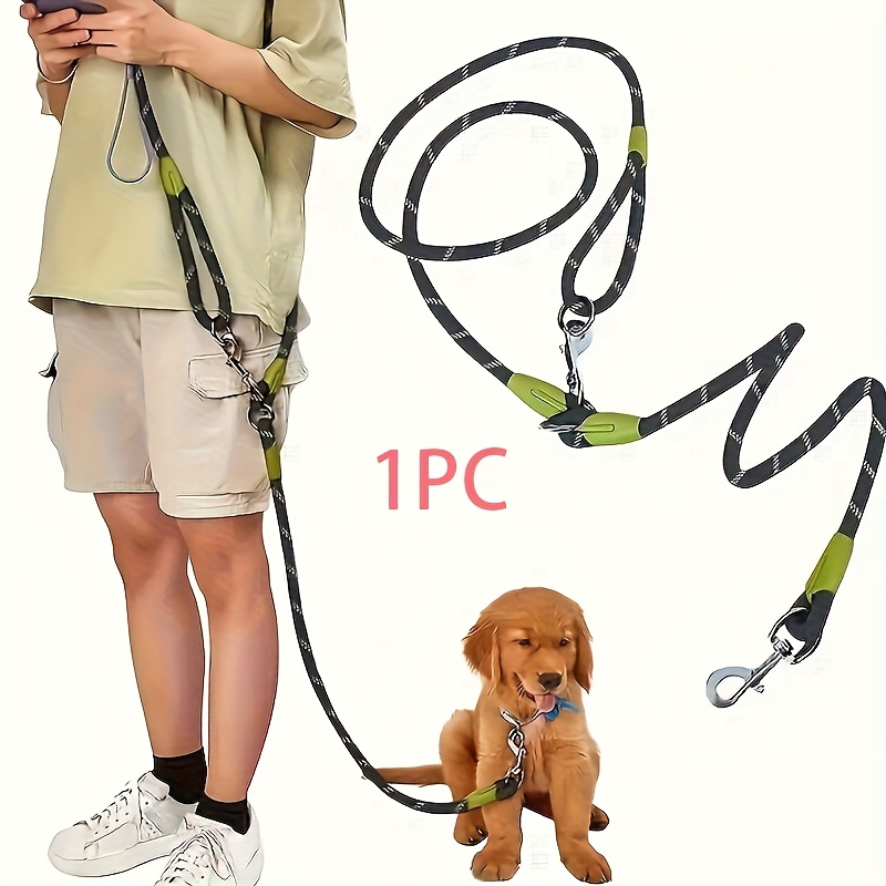 1 Stk. Hundeleine, geeignet zum Wandern, Spazierengehen und Laufen, multifunktionales Haustier-Zugseil mit Schultergurt, verstellbarem Taillengürtel und Umhängegurt, für kleine und große Hunde, elastisches Seil, für Stoßdämpfung