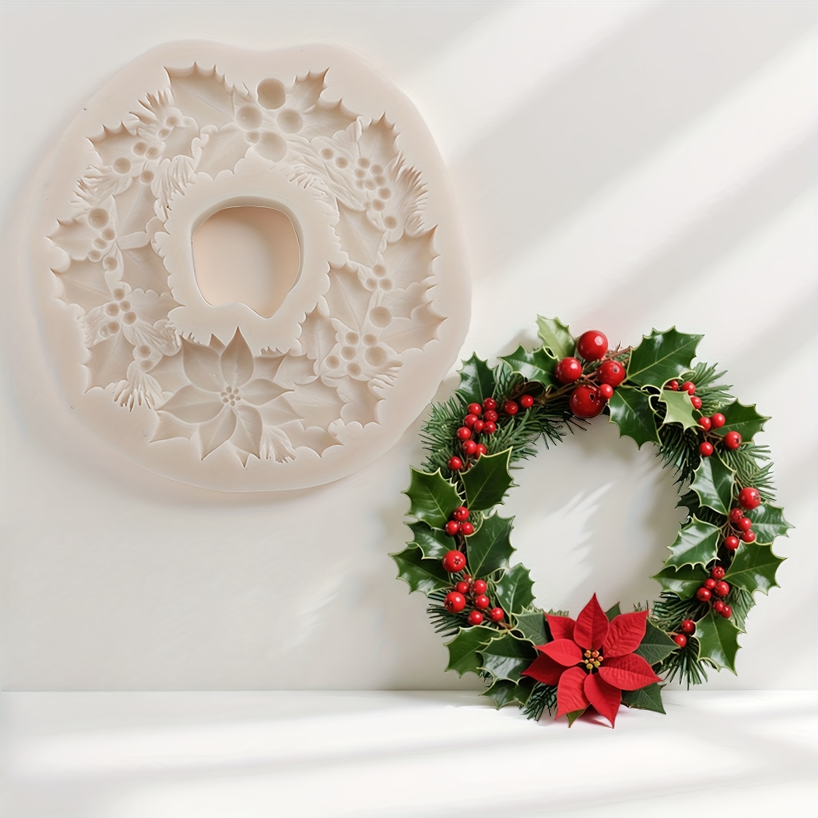 Image of Use Silicone Molds For Christmas Wreath Decorations And Christmas Clay Crafts, Along With Gummy, Glue, And Air-dry Clay Suitable For Candle Making In Christmas Molds
