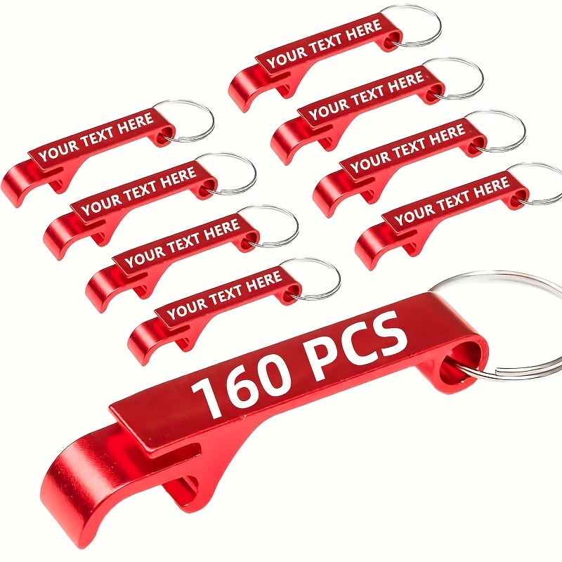 TEMU 160pcs Customizable Metal Bottle Opener Keychains - Personalized Engraved Text, Durable And Lightweight, Ideal For Weddings, Parties, Corporate