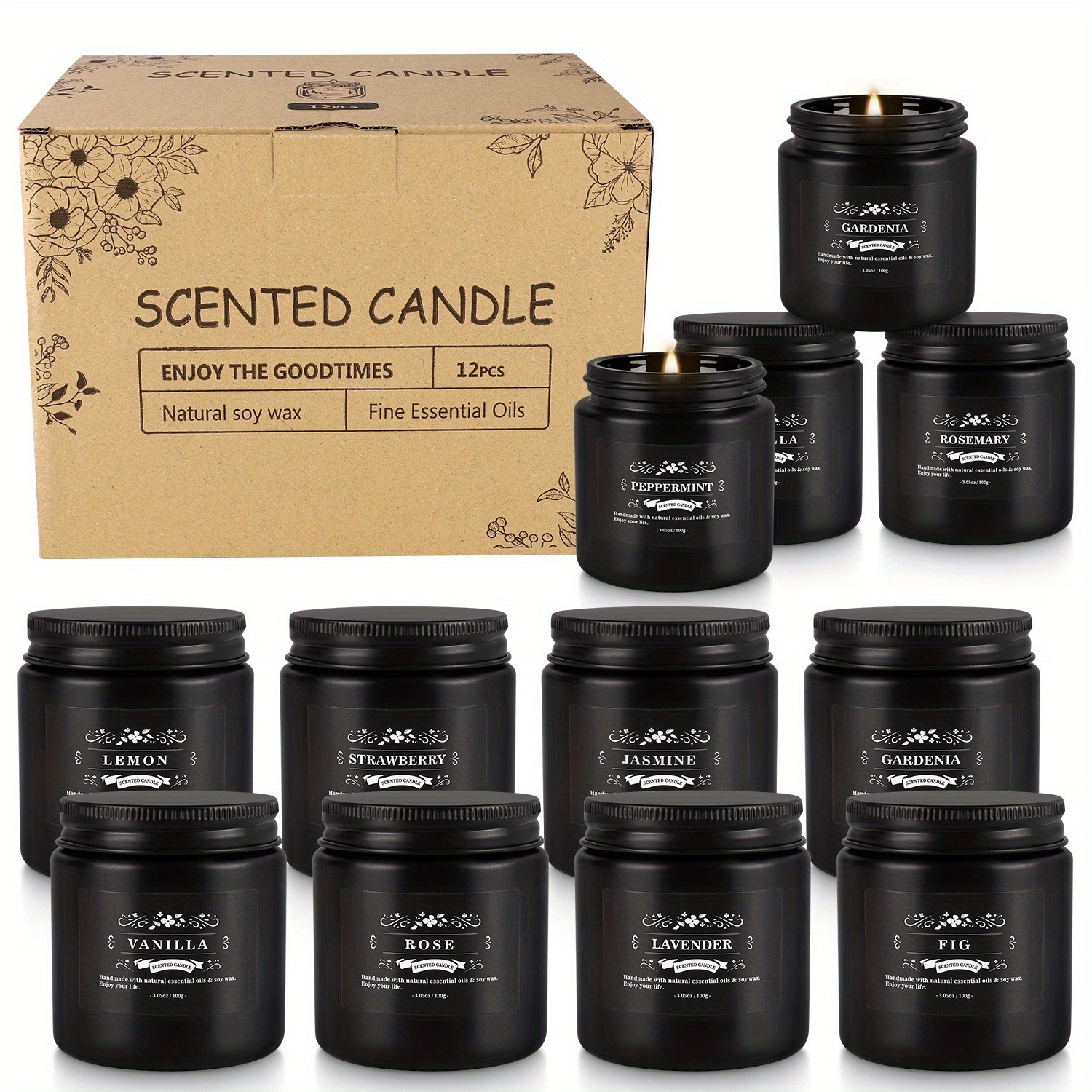 TEMU A Black Scented Candles Featuring Fragrances Like Lavender, Rose, Lemon, And Vanilla Will Create A When Lit During Events Such As Yoga , Home