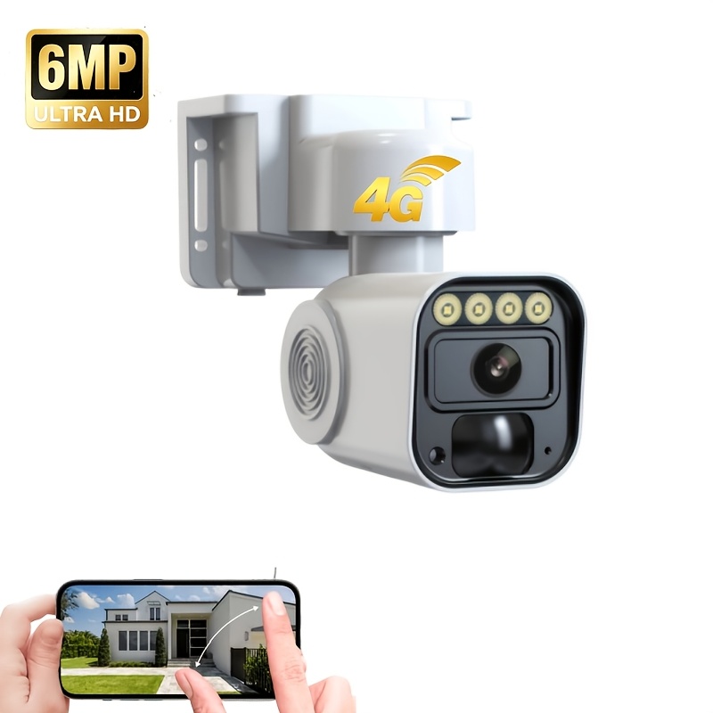 TEMU Phansatim 6mp Solar Security Camera Outdoor, Ai Human Detection, 360° Ptz, Color Night Vision, 4g Network, Built-in Sim Card, 2-way Audio, Ip65,