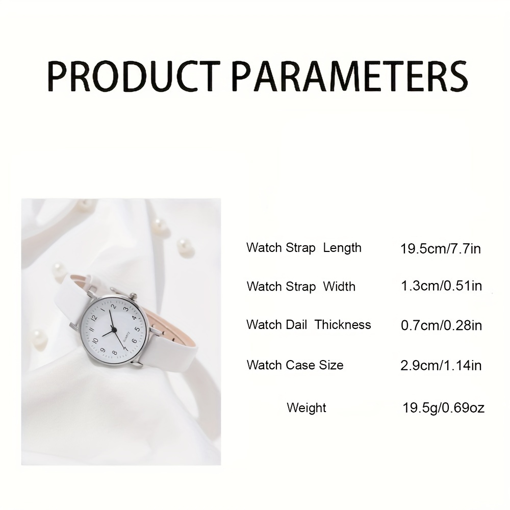2pcs/set Women's Casual Round Pointer Quartz Watch Analog PU Leather Wrist Watch & Leaf Bangle, Gift For GirlsHer
