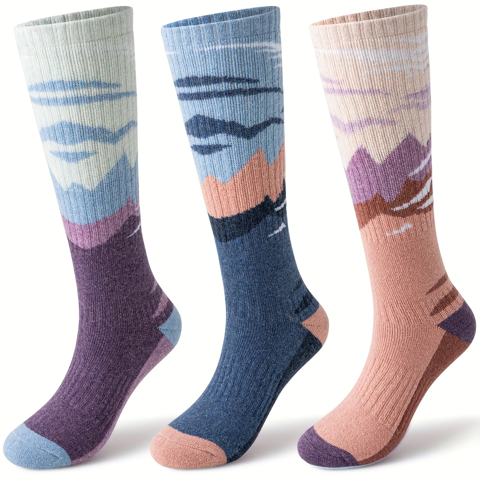 3 Pairs Wool Wool Ski Socks For Womens Mens Thermal Winter Warm Thick Knee High Socks For Skiing Snowboarding Thermal And More Comfortable For Skiing, Snowboarding Or Other Outdoor Sports Gift Socks