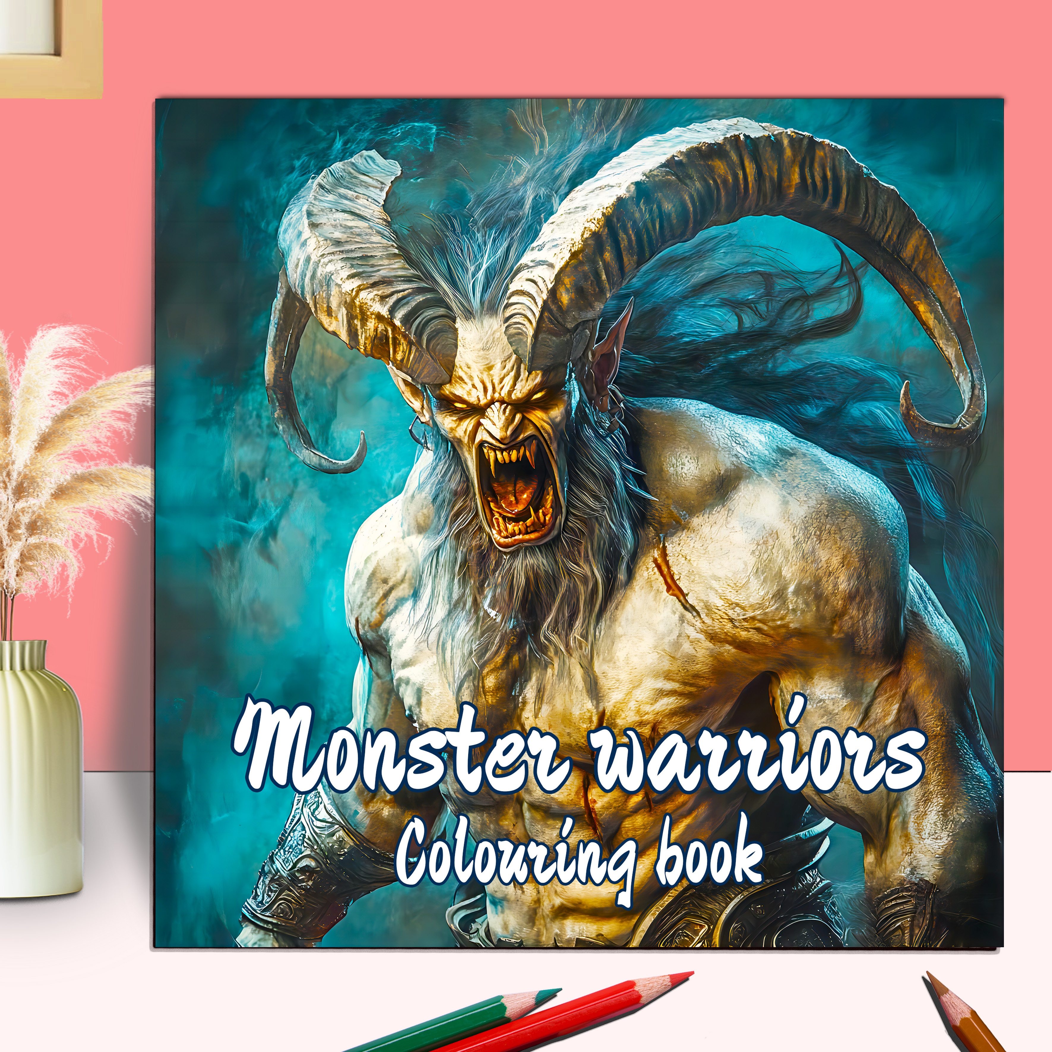 

Monster Warriors Adult Coloring Book For, 20 Pages, Gift Idea For Halloween, Thanksgiving, ; Suitable For 14+; Single-sided Artistic Paper Party Supplies