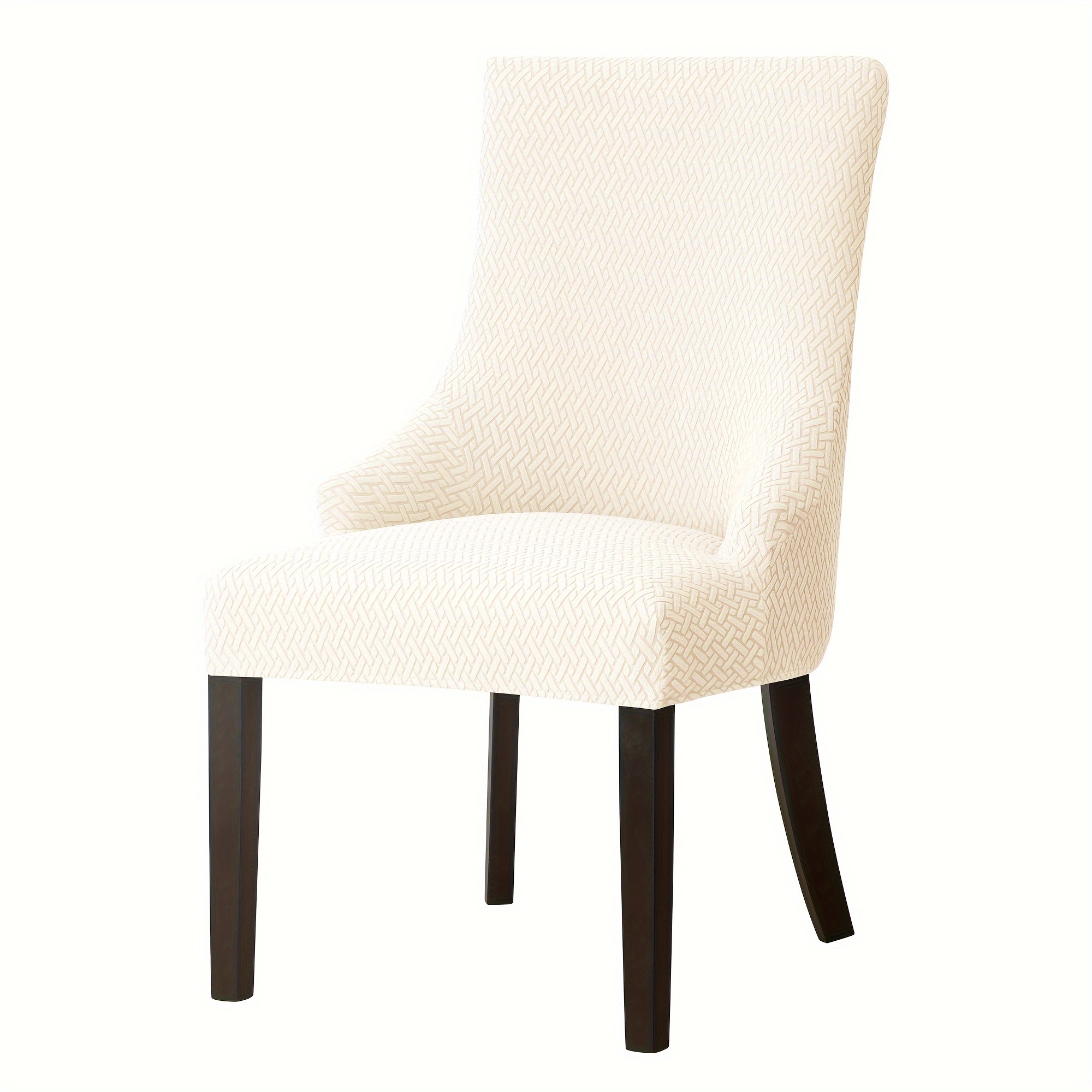 TEMU 1pc Elastic Household Hotel Dining Chair Small Armchair Of 160t Jacquard Fabric