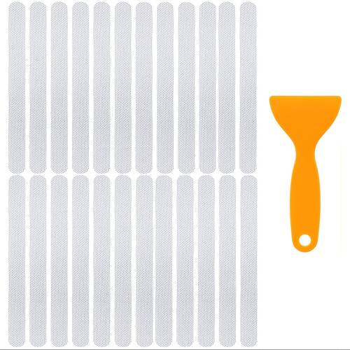 24pcs tpr non slip bathtub stickers machine made low pile anti skid safety treads oblong shower strip shaped decals for bathroom stairs hand wash only