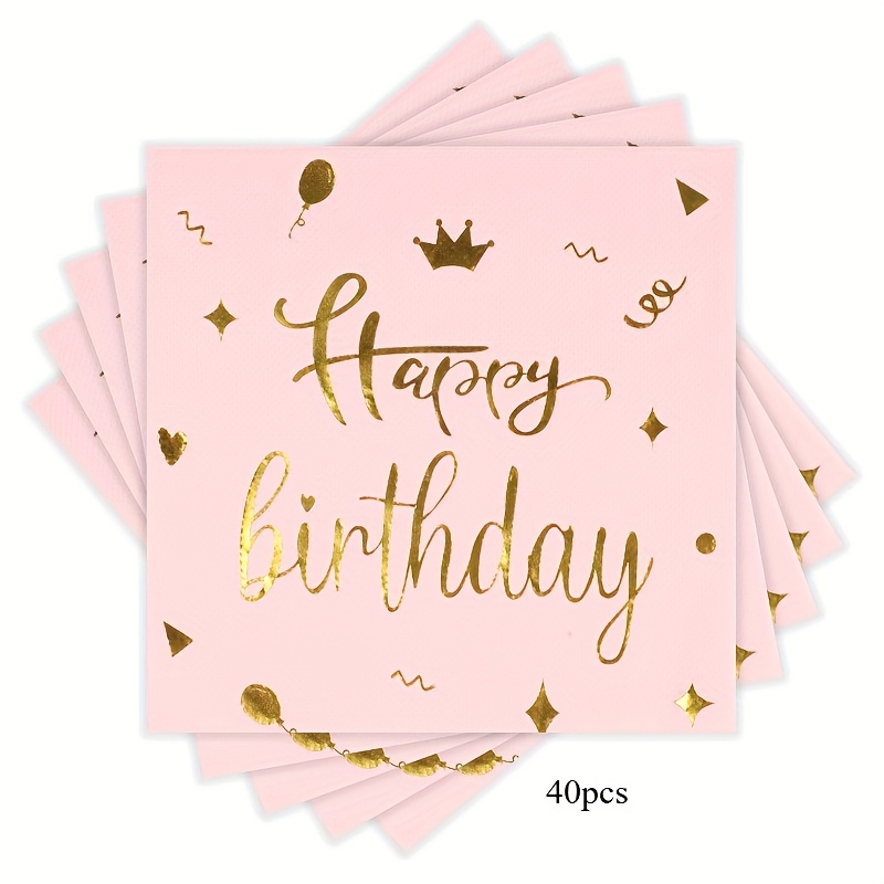 TEMU 40 Blatt/40 Stück Elegante 2-lagige Gold-Rosa Servietten – Ideal für Hochzeiten, Geburtstagsfeiern, Teepartys – Packung für Eventdekoration,