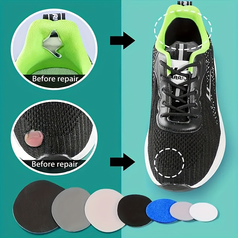 6-Pack Minimalist Faux Leather Shoe Repair Kit, Solid Color Sports Shoe Mesh Fabric Fixing Set, Durable Scratch-Resistant Tear & Wear Mending, Hand Washable Sneaker Fixing Strips for Christmas