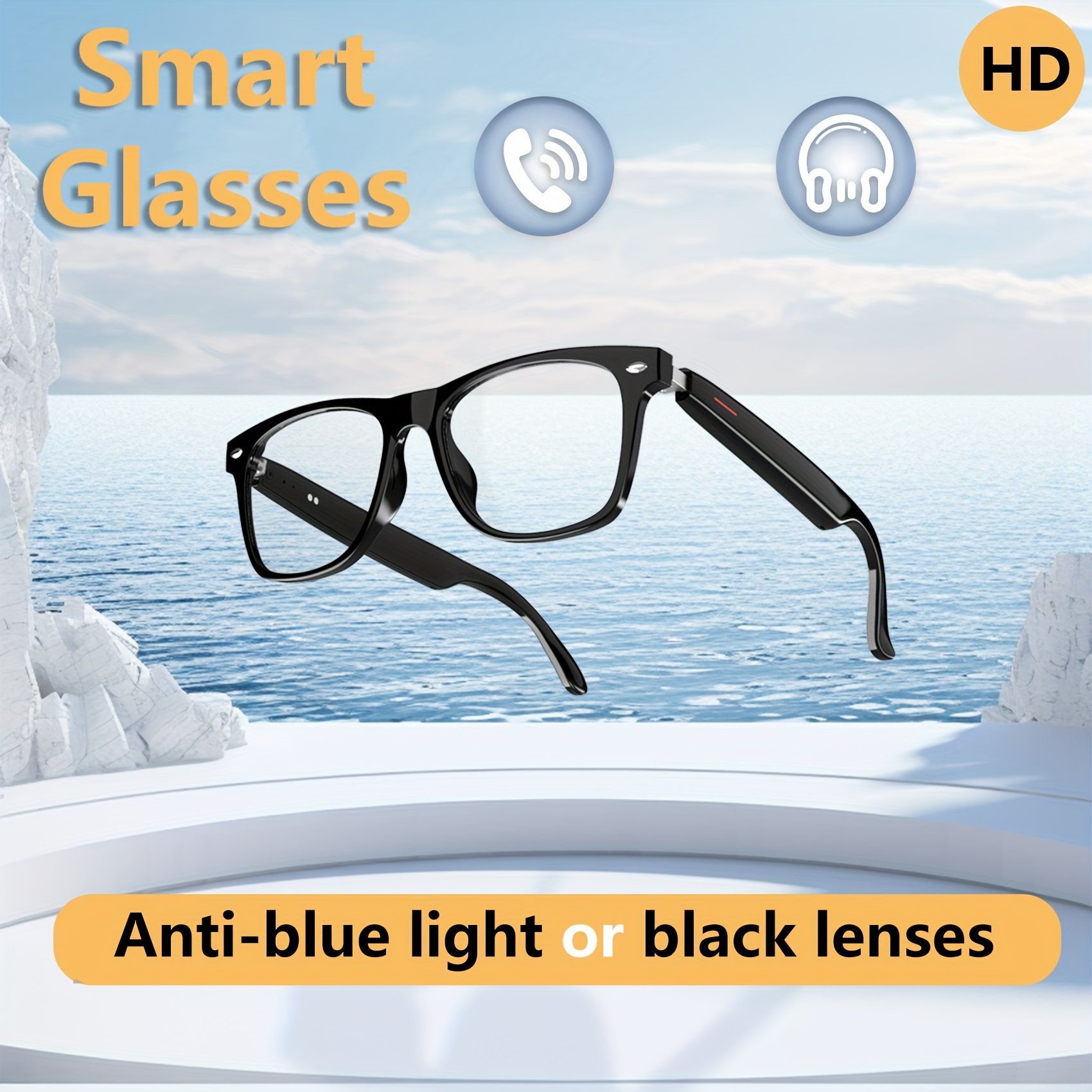 

Blackview Smart Wireless Audio Glasses, Anti-blue Light Lens, Suitable For Office, Outdoor, Sports Driving, Men's And Women's Smart Glasses, Music Playback, Hands-free Phone Calls, Black Frame.