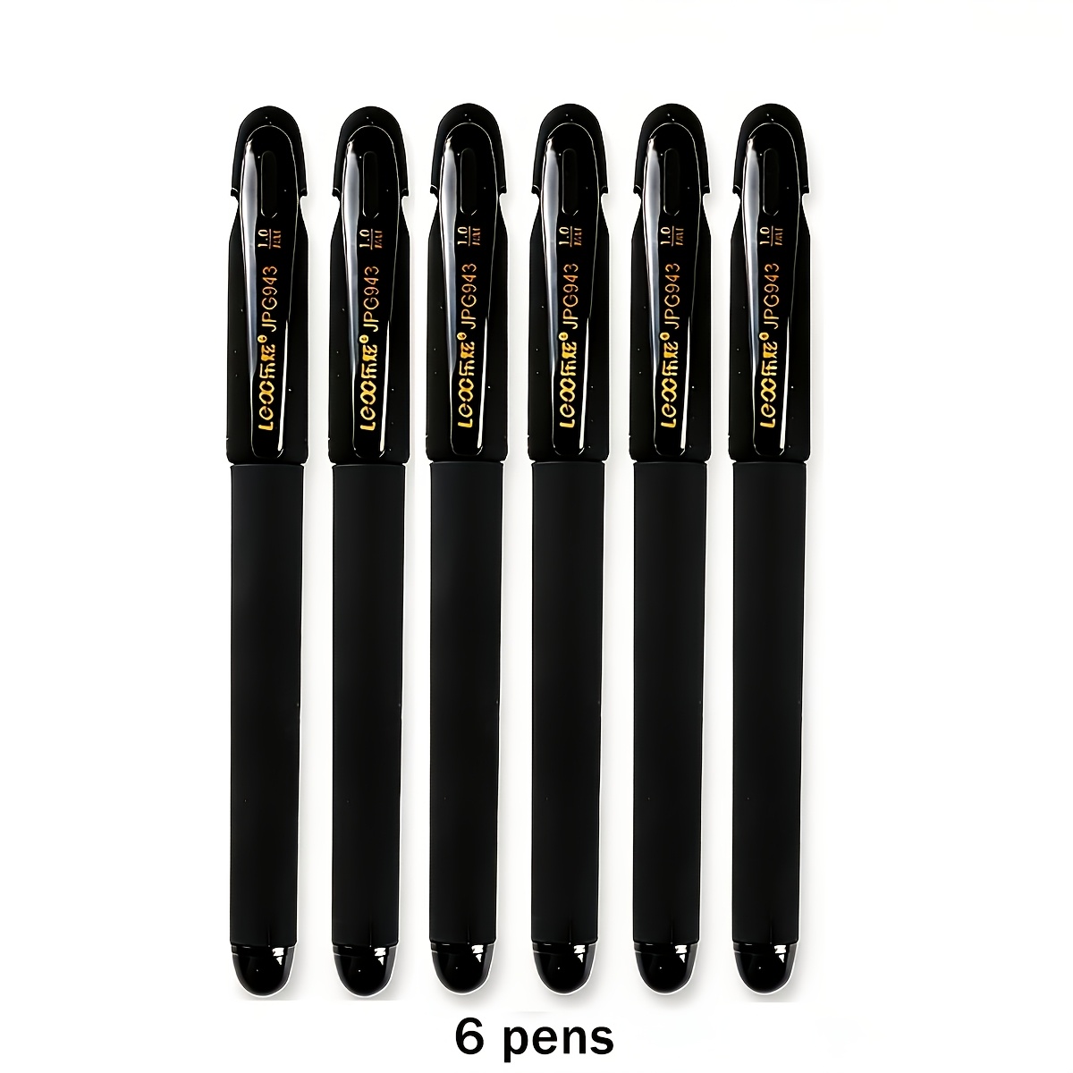 TEMU 6pcs 1.0mm Ultra Large Capacity Neutral Gel Pen With Anti-slip Grip, Golden Zun Business Signature Pens, Student Stationery, Black Ink