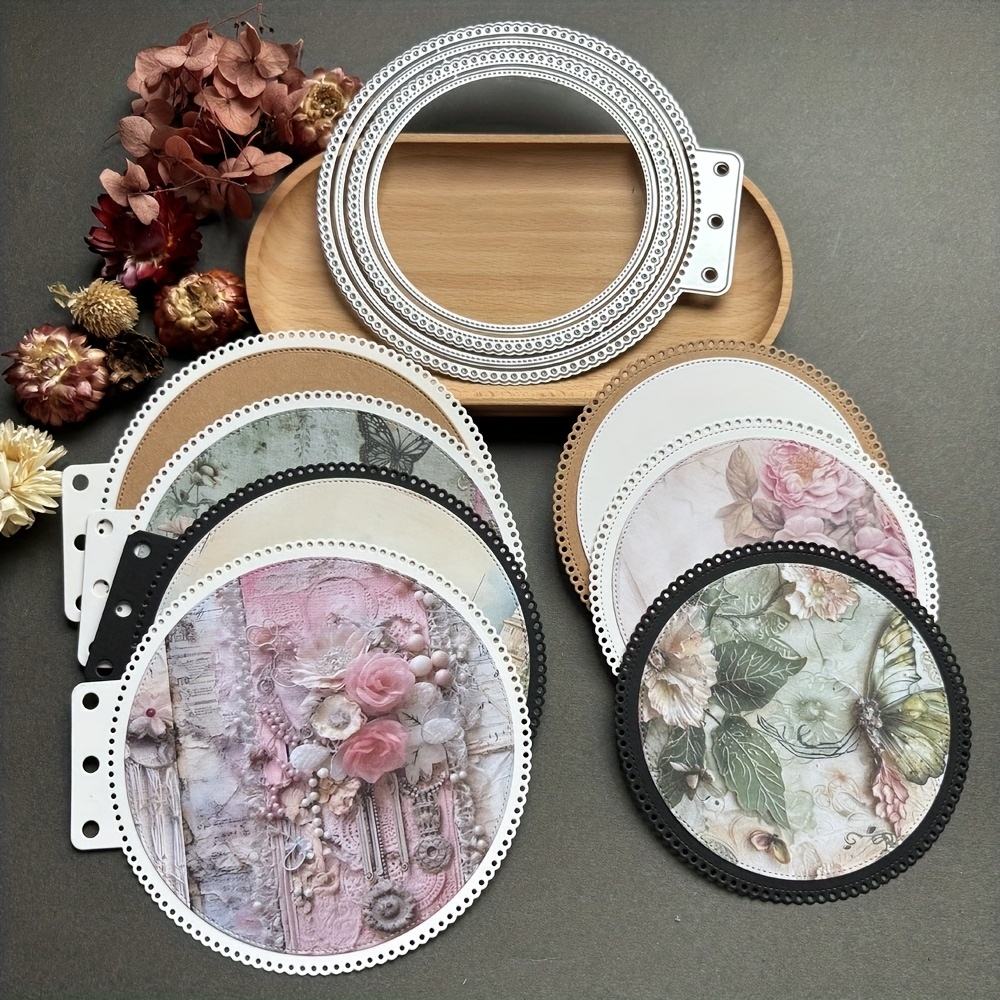 1pc, Round Loose-leaf Carbon Steel Die, Creative Handmade Diy Metal Cutting Die, Carbon Steel Die, Embossing Cutter For Gift Making, Album, Card, And Greeting Card Decoration