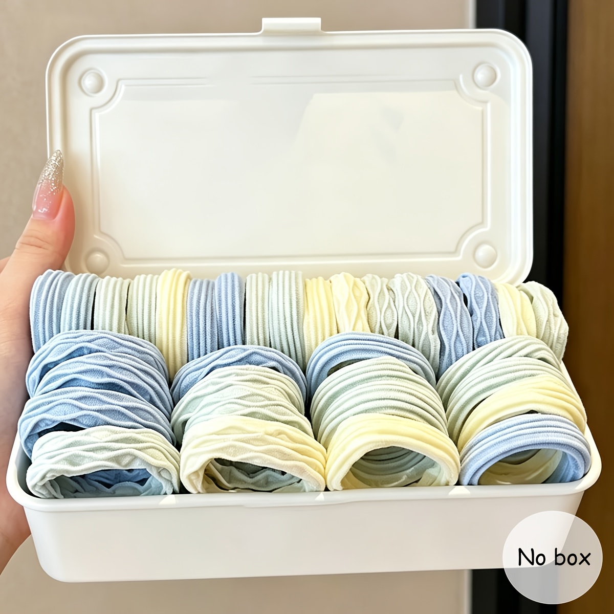 5pcs Women's Blue-Toned Diamond Pattern Hair Ties Set