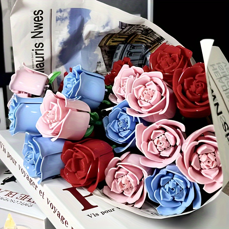 

Diy Plastic Roses - Educational Model Kit For Teens & Adults, Creative Tabletop Decor, Valentine's Day, Christmas, & Gifts