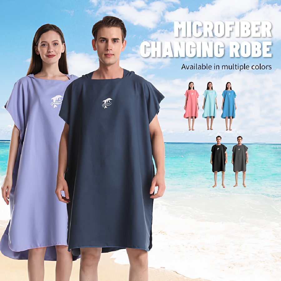 

1pc Surf Poncho Changing Robe Towel, Soft & Absorbent Microfiber, Quick-dry With Hood - Ideal For Beach, Camping, Swimming, Surfing - Fits All, In Multiple Colors