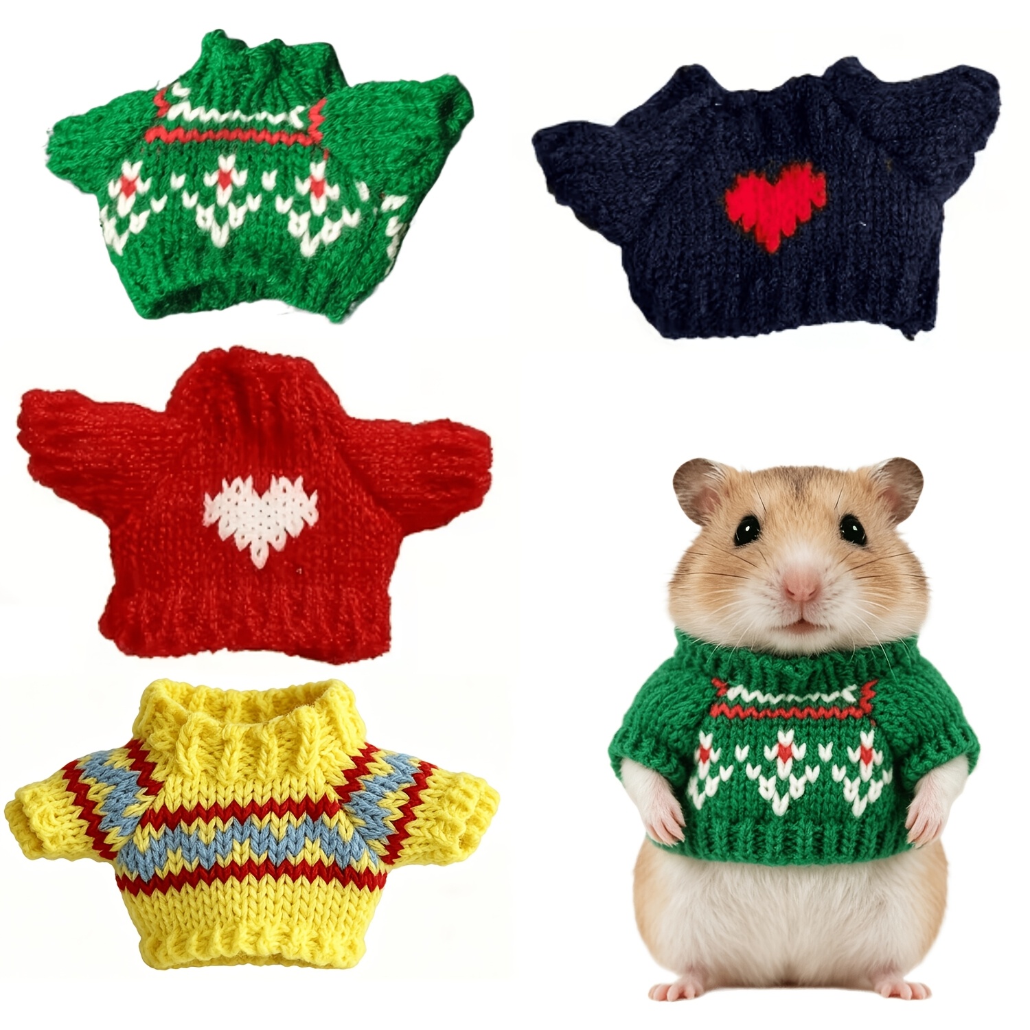 TEMU 4er-Pack Kleine Haustier Herbst Winter Kleidung, Süße Hamster Kleidung, Kleine Haustier Pullover, Geeignet für Täglichen Gebrauch, Weihnachten,