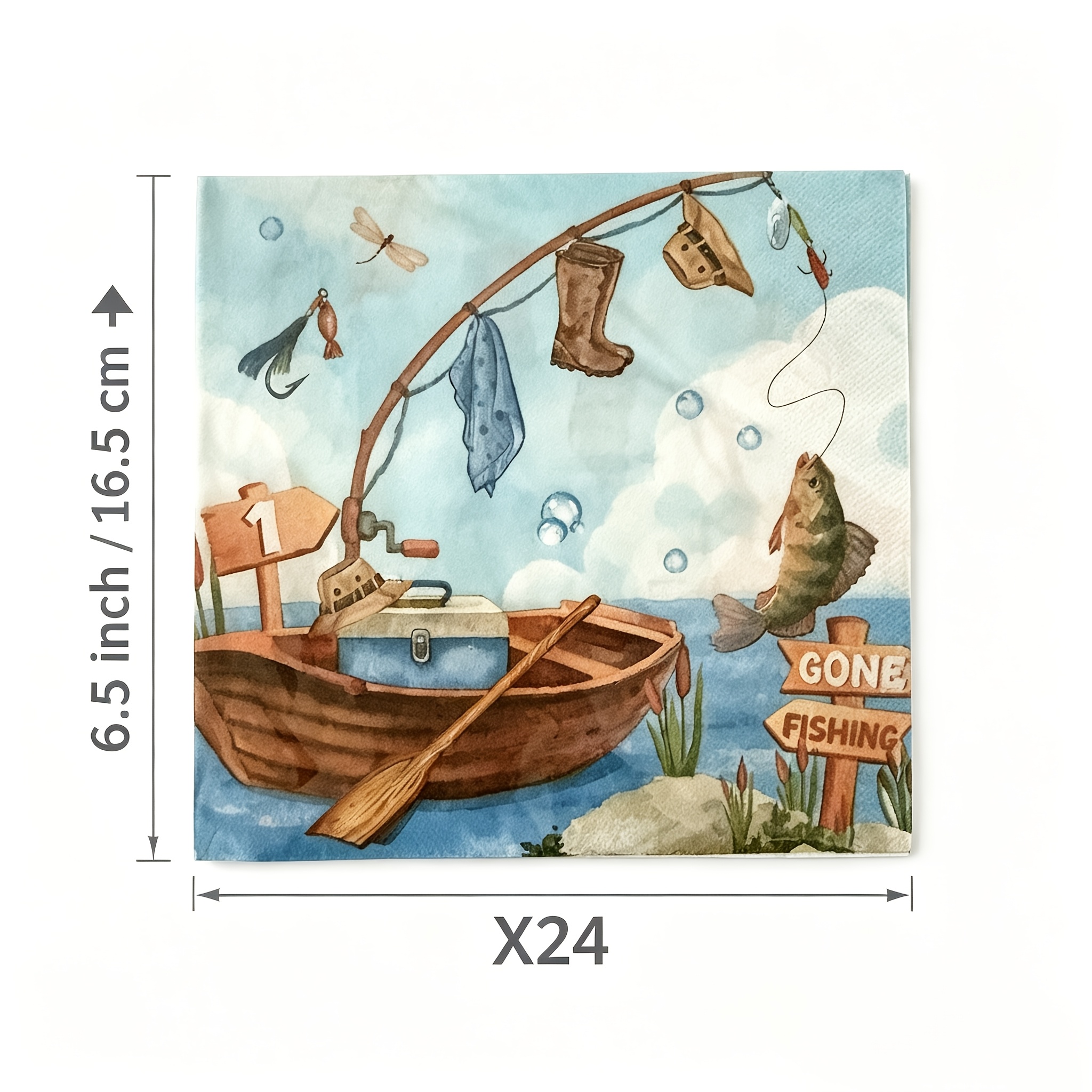 TEMU 24pcs Set, 1pc Fish-themed Party Disposable Paper Towel, Non-coated