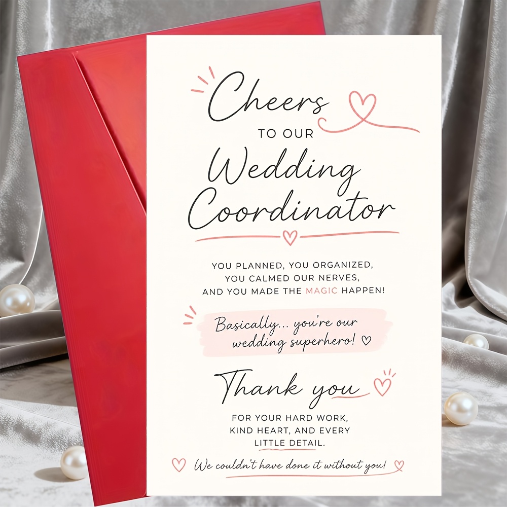 TEMU 1 Greeting Card + 1 Envelope Wedding Coordinator Thank You Card Appreciation Gift For Wedding Planner Professional Staff Gratitude Greeting Card