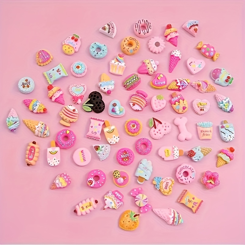 TEMU 100pcs/bag Art Charms - Cute Fruits And Sweets Resin Nail Art Accessories For Diy Crafts And Nail Art Decoration