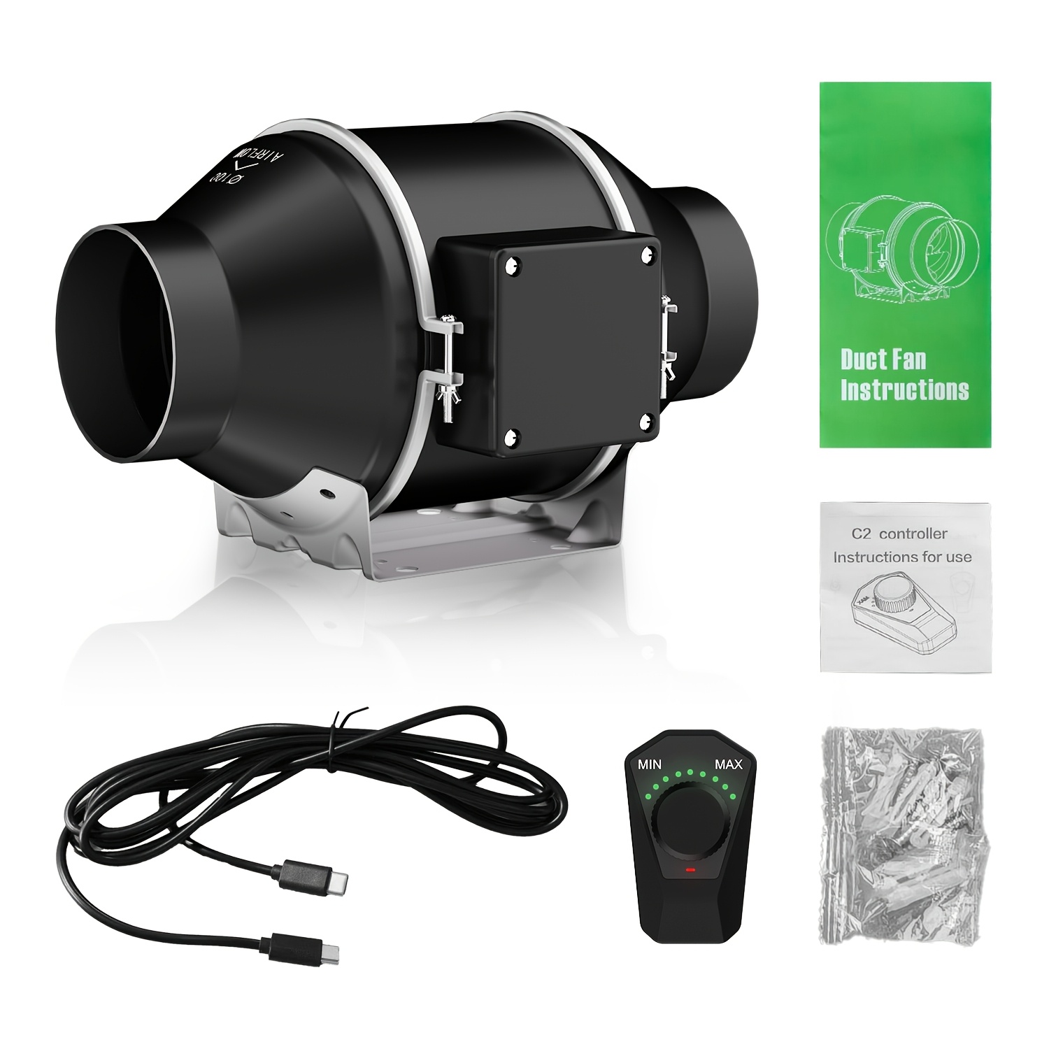 Image of Ec Duct Fan 100mm, Exhaust Fan, Suitable For Plant Tent Ventilation, Kitchen And Bathroom Exhaust, Indoor Exchange, Basement Dehumidification And Ventilation, To Efficient Air Circulation And Exchange