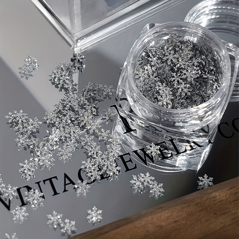 1/3 Box Fine Glitter Snowflake Sequins - Ultra- Luxury Nail Stickers, Suitable For Christmas, Nail Art, And Decorations