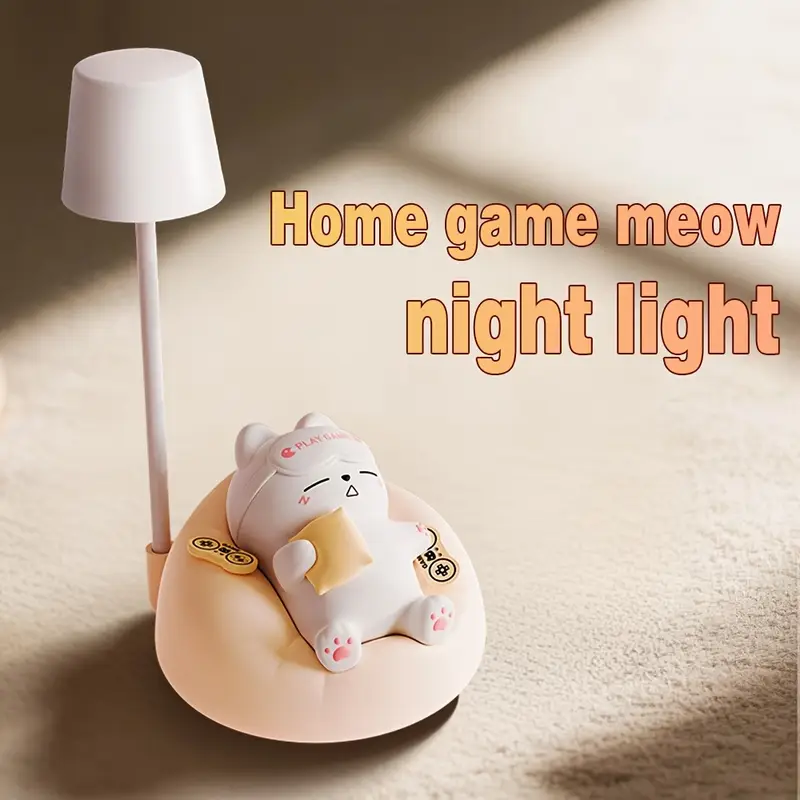 cute cat shaped night light 3 level brightness adjustable tap to light up warm light for sleep atmosphere Product details 3