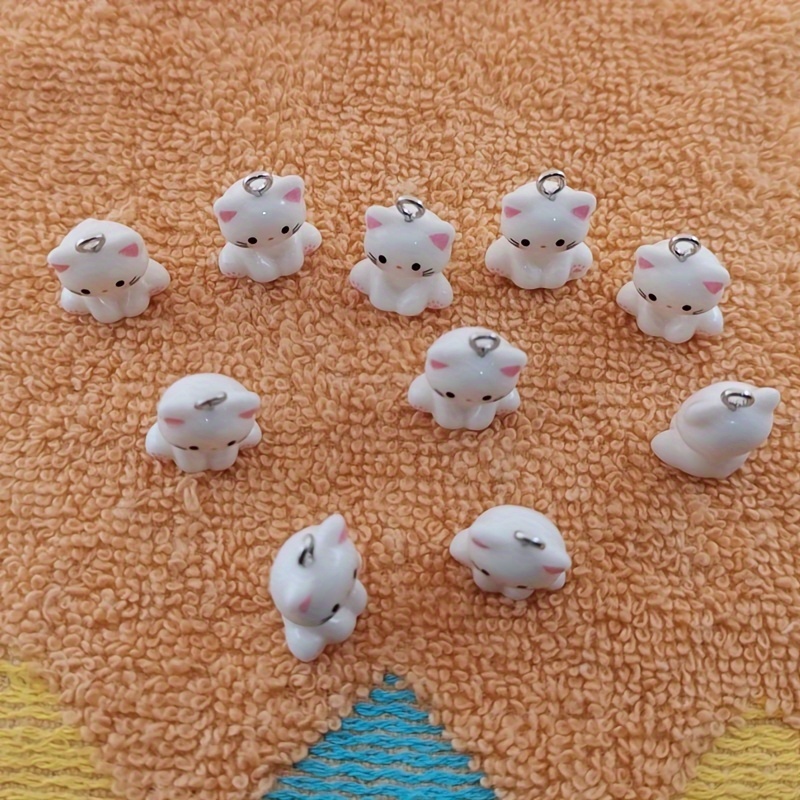 

10pcs Cat Charms For - Transparent Resin Animal Pendants For Earrings & Keychains, In Styles