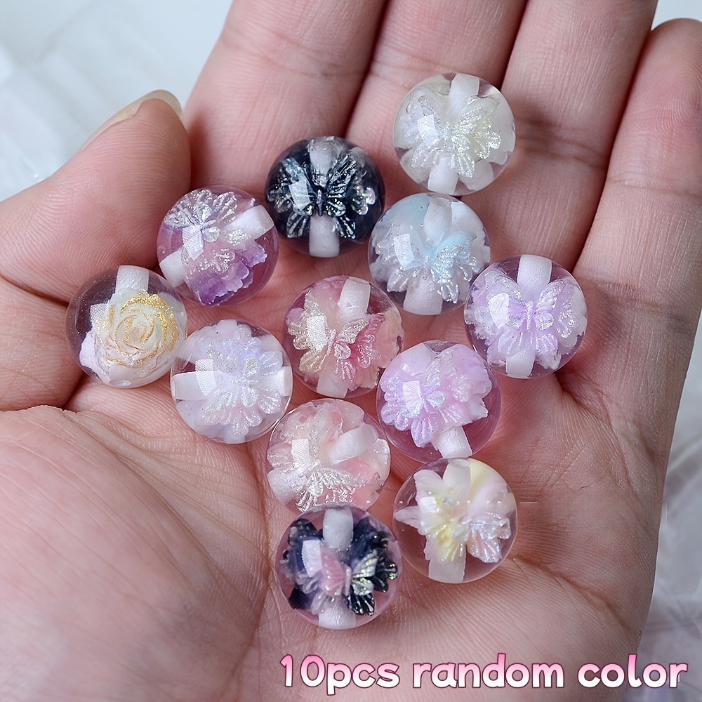 TEMU 20/10pcs16mm Luminous Two-color Decorative Beaded Accessories Diy Material Beaded Pen Mobile Phone Chain Color Random Holiday Gift Party Dress.
