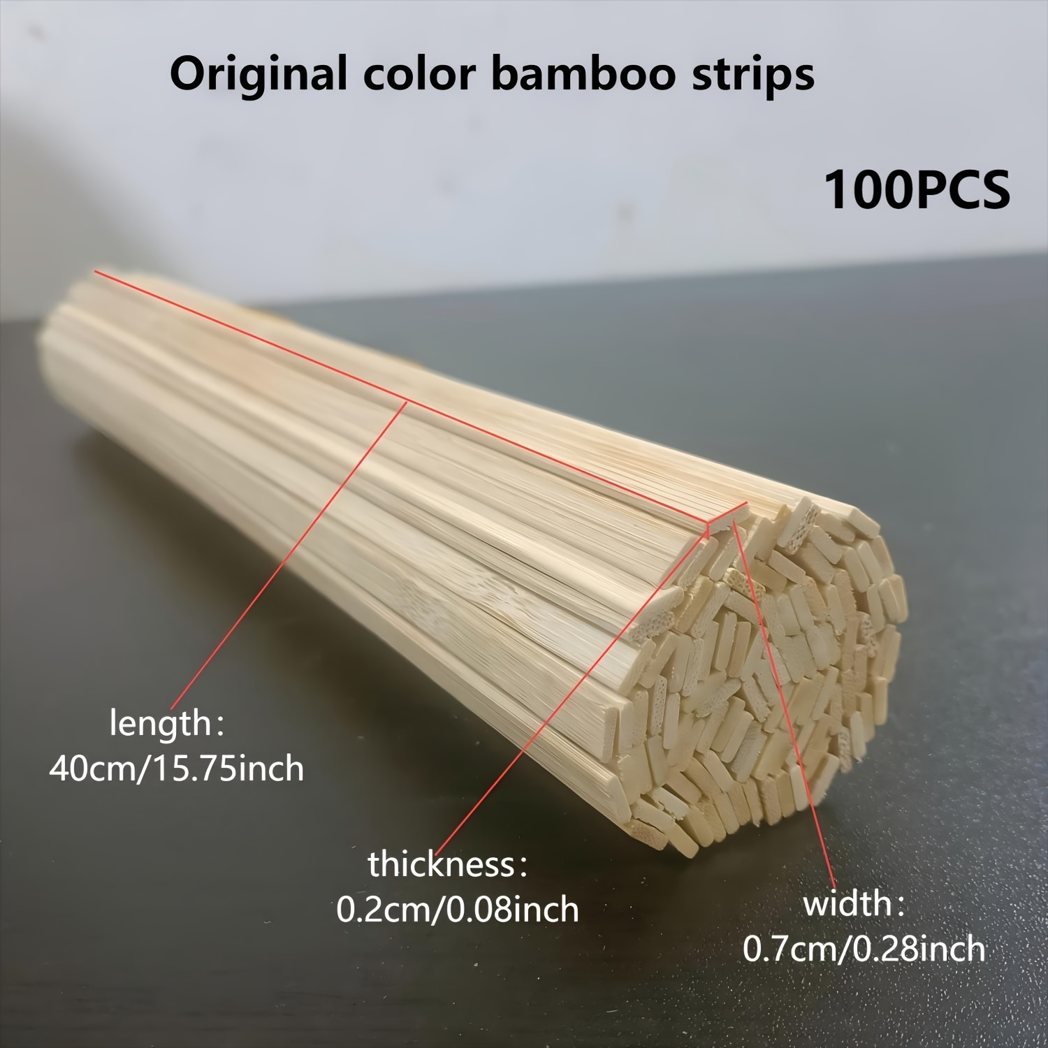 50/100pcs, 2mm Thickness 7mm Width 400mm Length Natural Bamboo Strips, 50/100pcs Pack, Craft Sticks, Woodworking Supplies, Diy, Craft Projects, Bamboo Strips