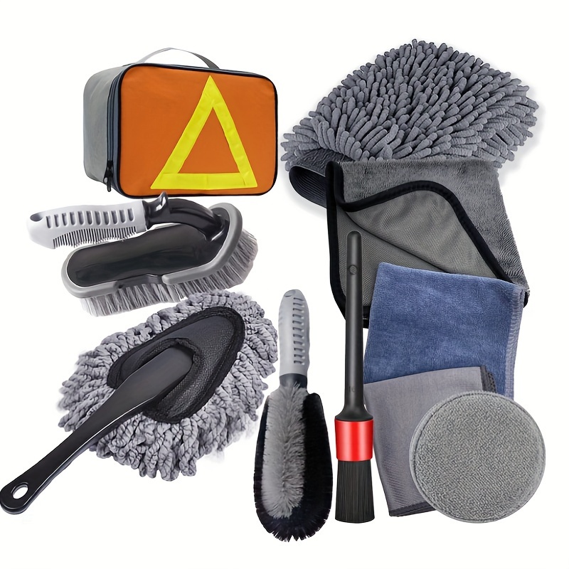

10pcs/set Car Wash Tool Set Car Tire Gap Cleaning Brush Wheel Brush Encrypted Car Wash Brush Car Cleaning Waterproof Gloves