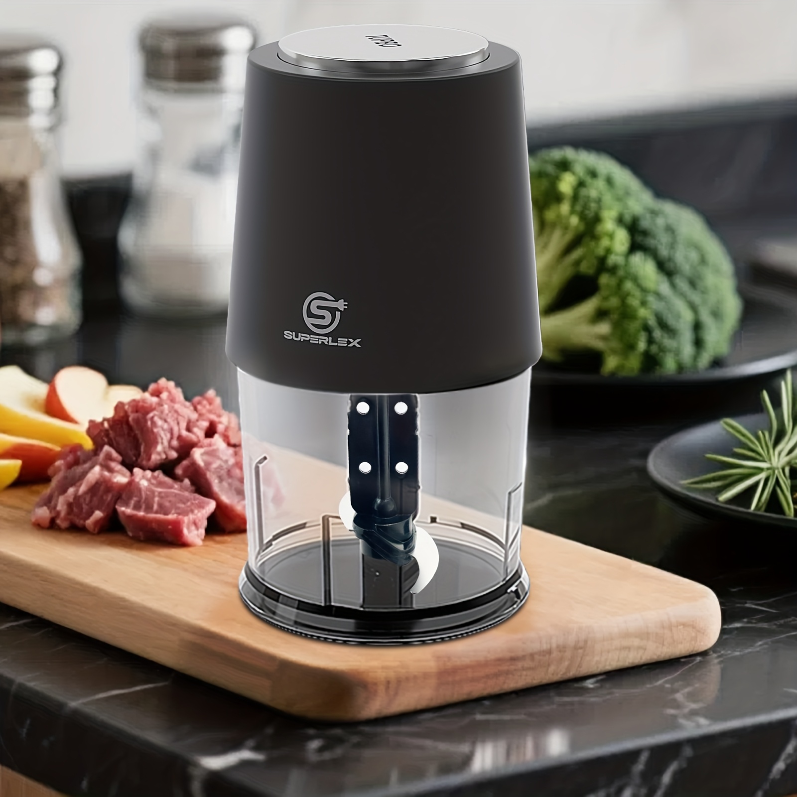TEMU Mini tritatutto SUPERLEX 260W | 2 velocit� per , macinare, sbattere | Barattolo da 500 ml e per | per cucine piccole, dormitori | Utilizzato per