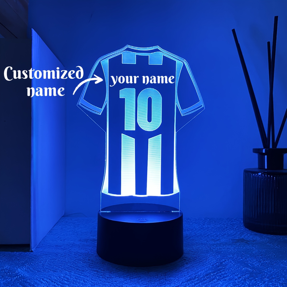 1pc customizable 3d night light football jersey design with   10 usb powered touch control color changing led lamp for sports fans perfect gift for birthdays or holidays room decor lamp football themed decor color changing lamp